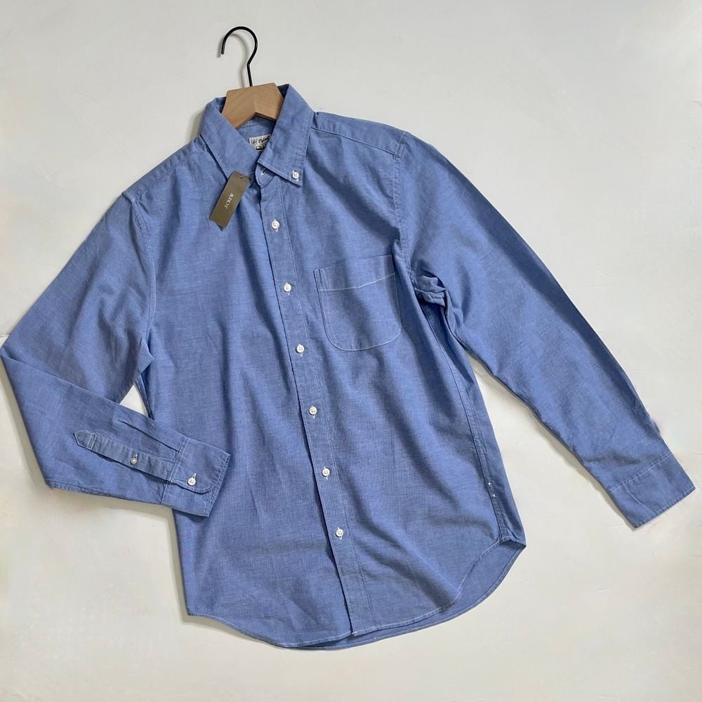 NWT!! J. CREW Broken-In Organic Cotton Oxford Shirt Buttondown Raincoat Blue XS - Picture 3 of 16